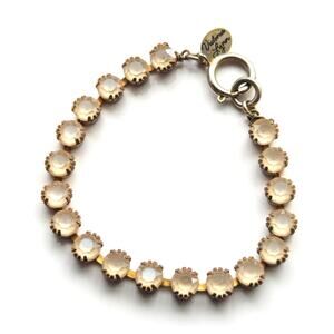 Vintage Victoria Lynn Gold Silver Tone Glass Rhinestone Tennis Bracelet